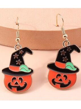 Pumpkin Jack O Lantern Witch Halloween Holiday Earrings